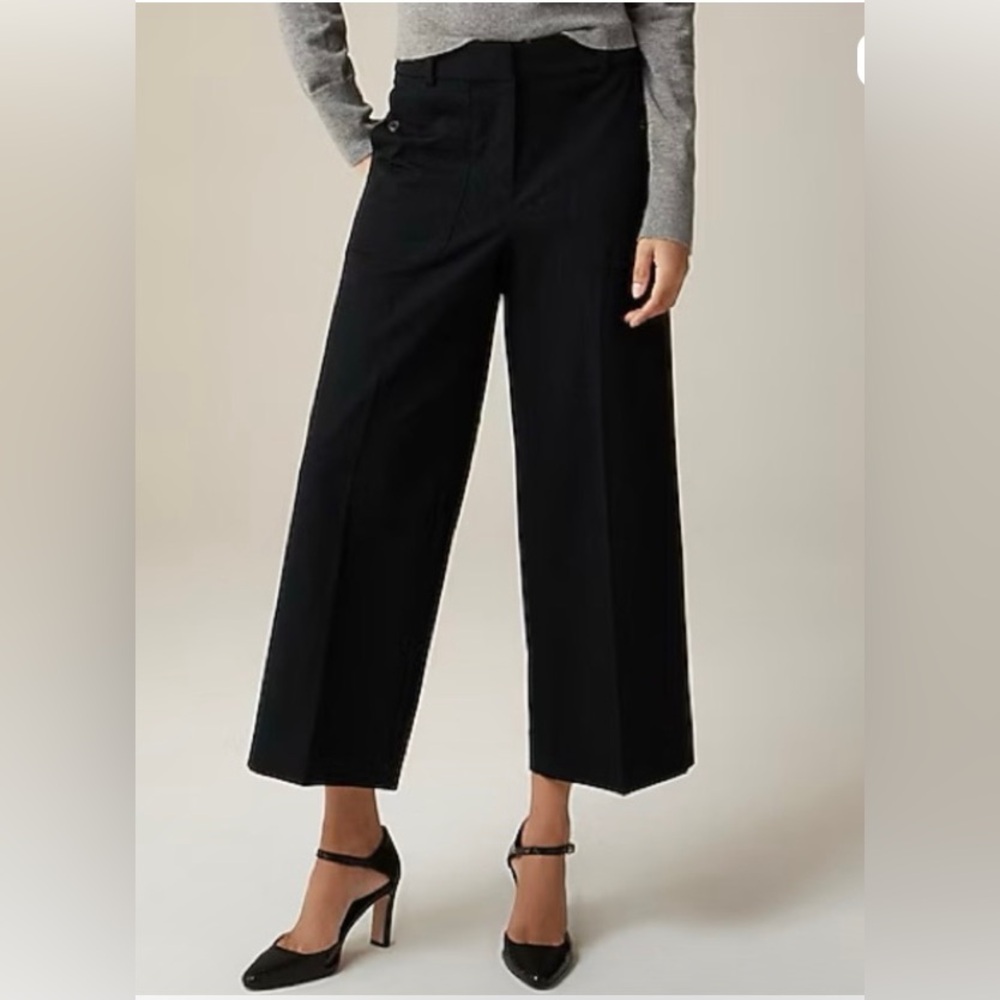 J Crew Sydney Wide-Leg Cropped Pants - Black